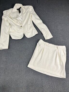 Womens Grass Collection White Blazer & Skirt Set Size S